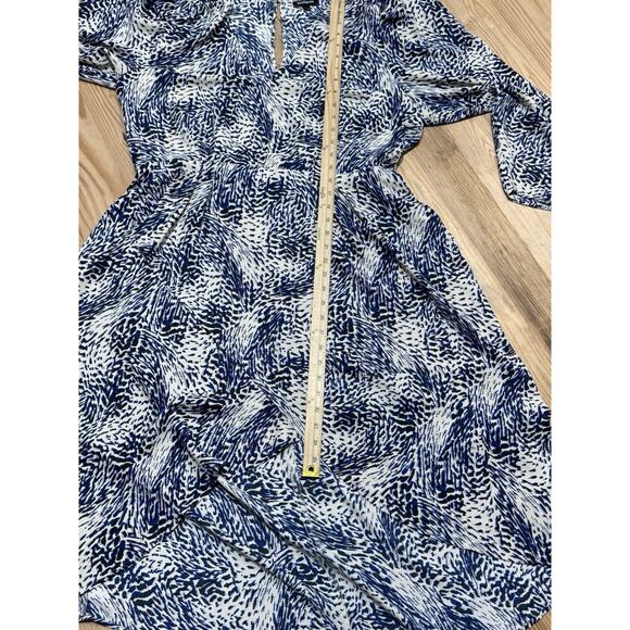 Express Printed Puff Sleeve Midi Dress Blue and White Women’s Size X-Large - Picture 11 of 14